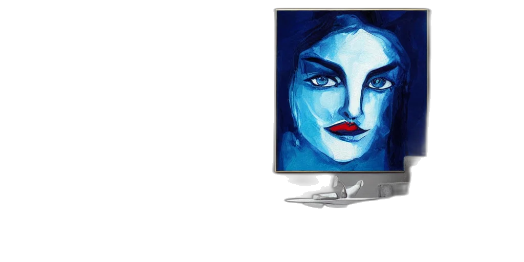 face, photorealistic, concept art, abstract, blue, eye, woman, canvas transparent PNG cut-out