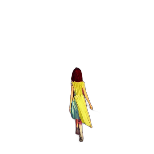 dress, hair, creature, staff transparent PNG cut-out