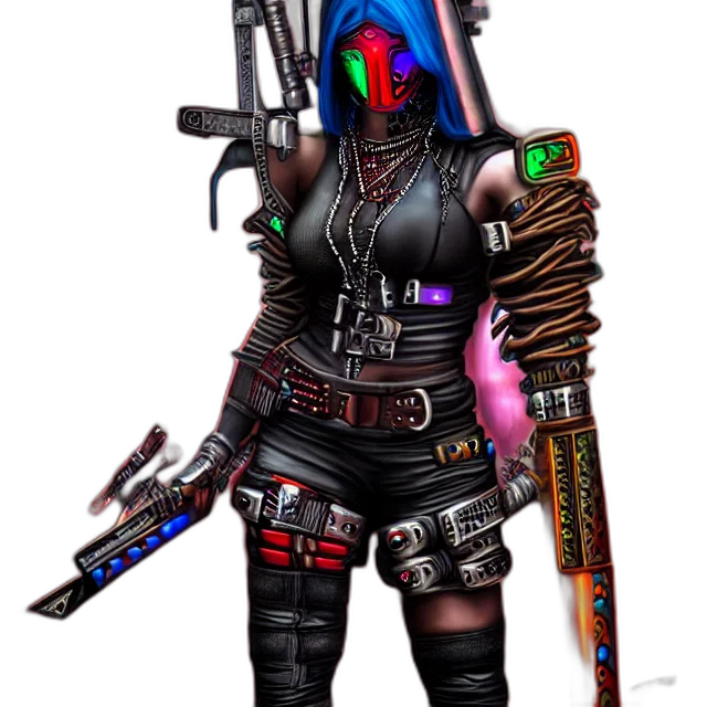 weapon, robot, staff, cyberpunk, concept art, pixel art, fantasy art, dark transparent PNG cut-out