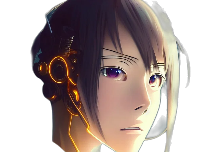 robot, face, mask, jewelry, cyberpunk, anime, concept art, photorealistic transparent PNG cut-out