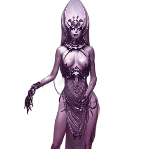 dress, creature, staff, jewelry transparent PNG cut-out