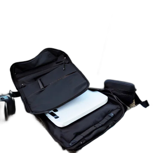 staff, photo, backpack, placed, under, table transparent PNG cut-out