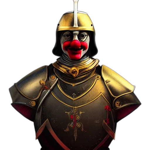 mask, crown, sword, face, concept art, 3d render, fantasy art, red transparent PNG cut-out