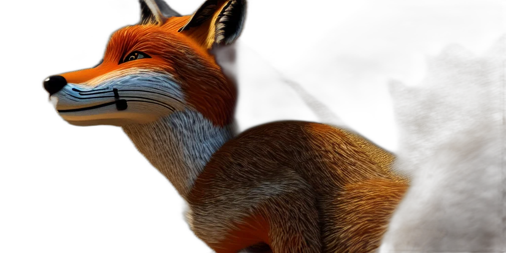animal, creature, 3d render, photorealistic, concept art, fantasy art, fox, archeology transparent PNG cut-out
