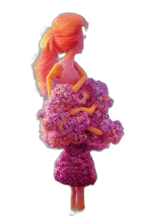 dress, hair, crown, staff transparent PNG cut-out
