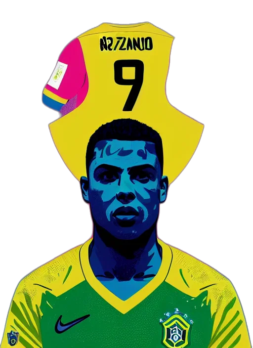 pixel art, cartoon, neon, ronaldo transparent PNG cut-out