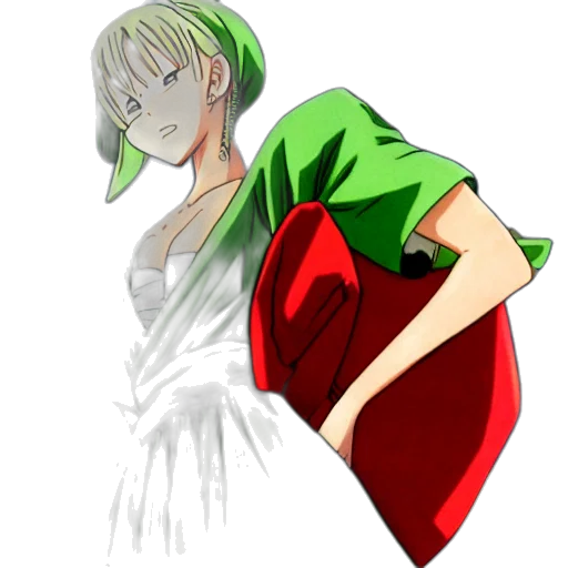 dress, concept art, anime, pixel art, cartoon, green, red, girl transparent PNG cut-out
