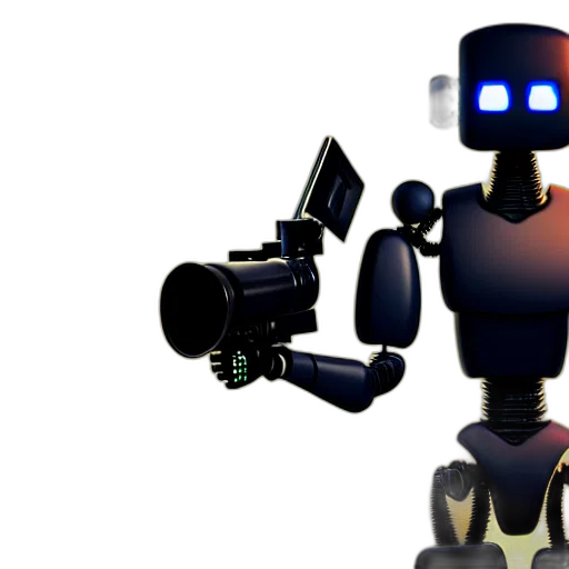 robot, staff, weapon, animal, 3d render, concept art, pixel art, cartoon transparent PNG cut-out