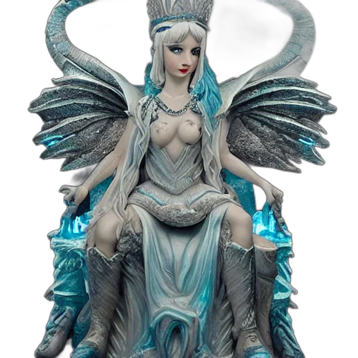 crown, fantasy art, concept art, 3d render, comic book art, blue, beautiful, portrait transparent PNG cut-out