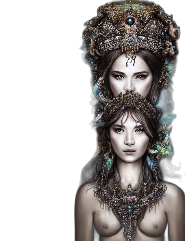 jewelry, crown, mask, fantasy art, concept art, photorealistic, 3d render, dark transparent PNG cut-out