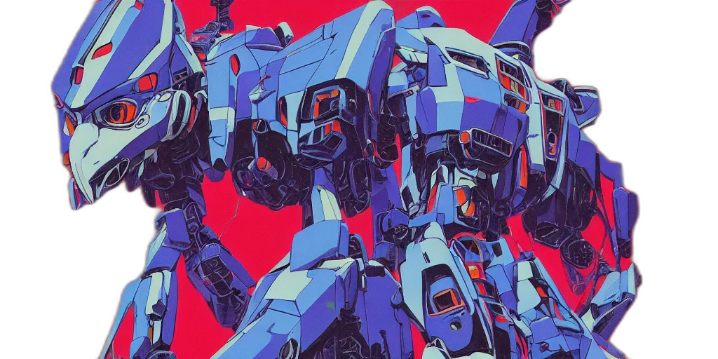 robot, weapon, concept art, vaporwave transparent PNG cut-out