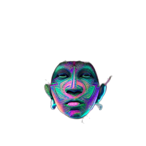 mask, face, creature, jewelry, vaporwave, 3d render, concept art, fantasy art transparent PNG cut-out