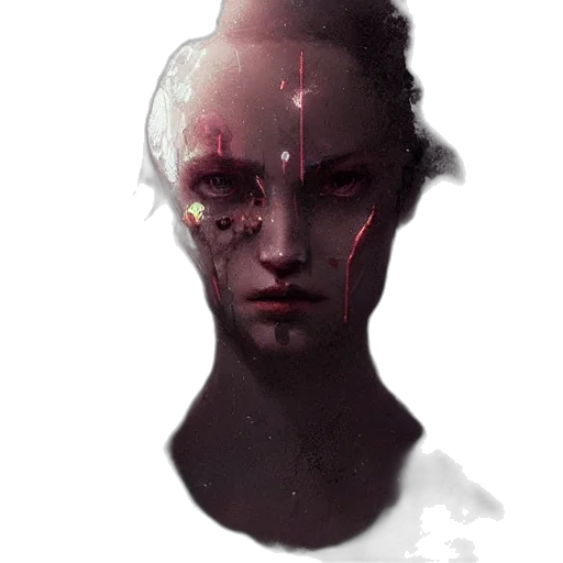 face, mask, robot, creature, concept art, cyberpunk, fantasy art, comic book art transparent PNG cut-out