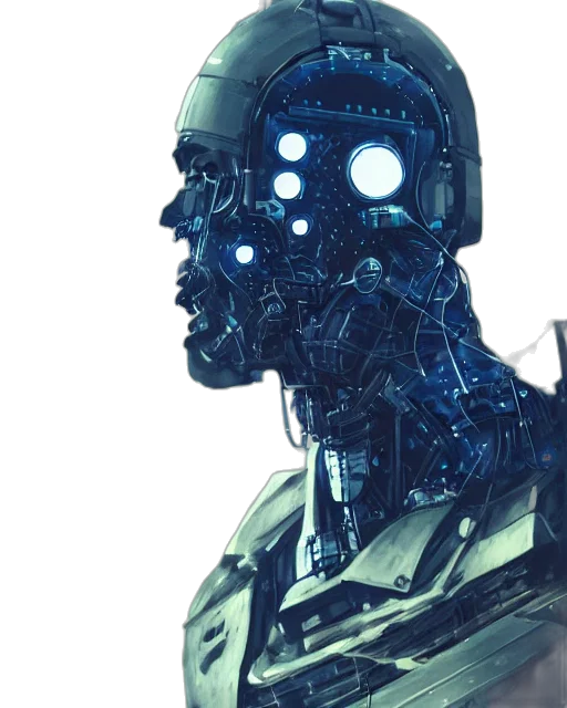 robot, cyberpunk, concept art, 3d render, comic book art, masked, rugged, engineer transparent PNG cut-out
