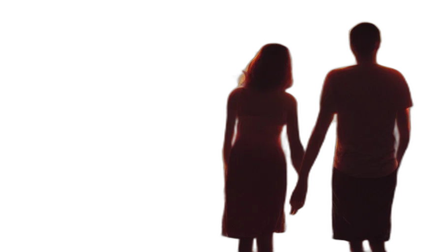 dress, 3d render, concept art, couple, walking, poor, neighborhood, surrounded transparent PNG cut-out