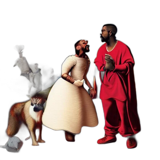 animal, concept art, 3d render, fantasy art, fire, kanye, west, walt transparent PNG cut-out