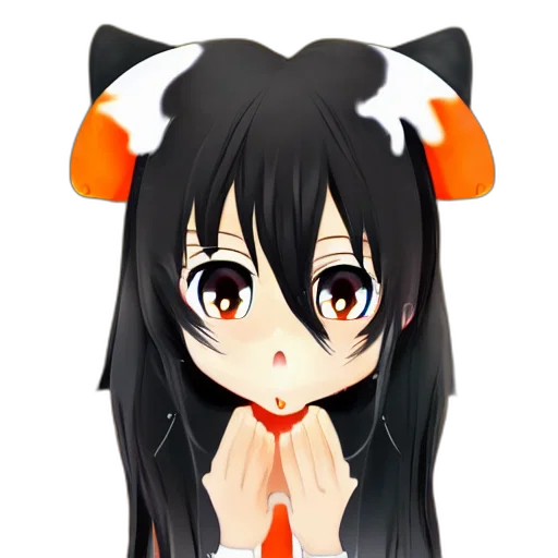 staff, anime, pixel art, cartoon, 3d render, cute, girl, dark transparent PNG cut-out