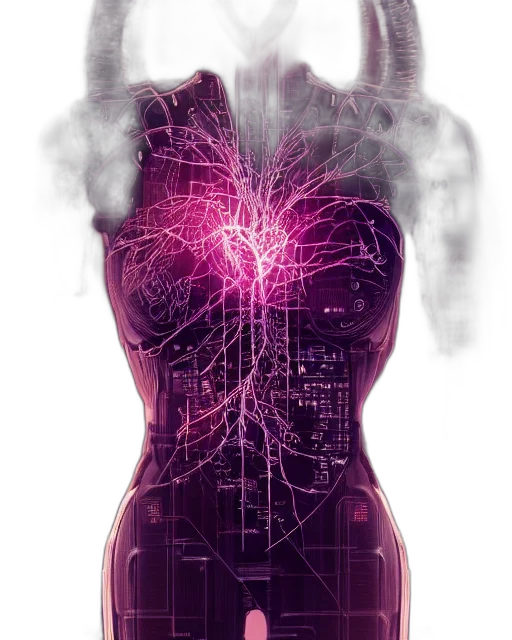 dress, jacket, robot, cyberpunk transparent PNG cut-out