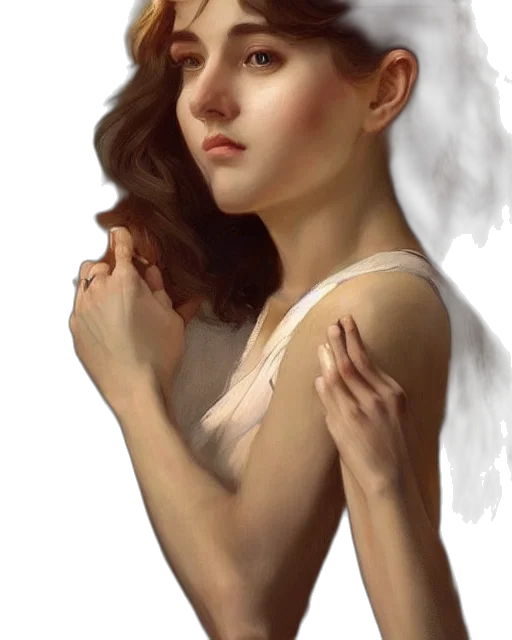 dress, face, photorealistic, oil painting, fantasy art, concept art, pastel, golden transparent PNG cut-out