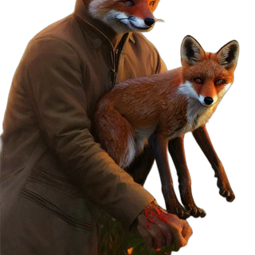 animal, jacket, creature, staff, concept art, pixel art, 3d render, photorealistic transparent PNG cut-out