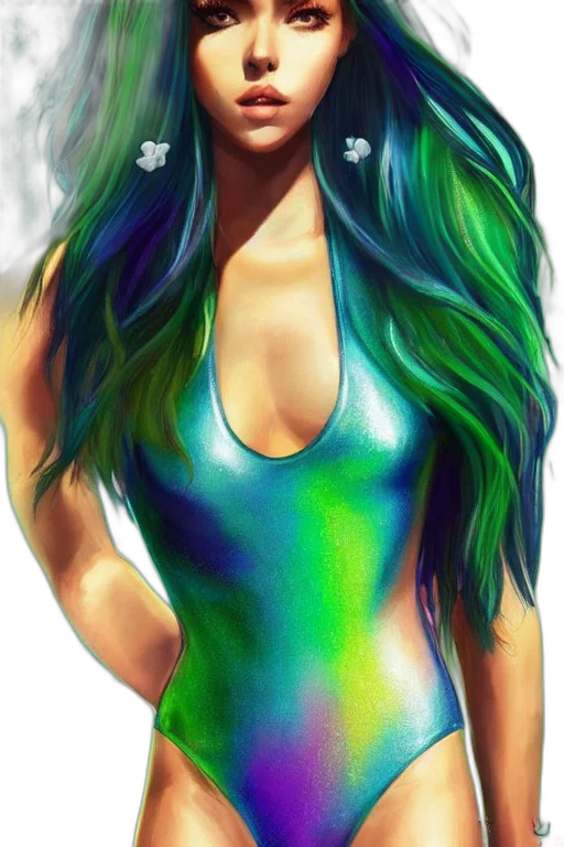 dress, hair, fantasy art, watercolor, photorealistic, cartoon, green, neon transparent PNG cut-out