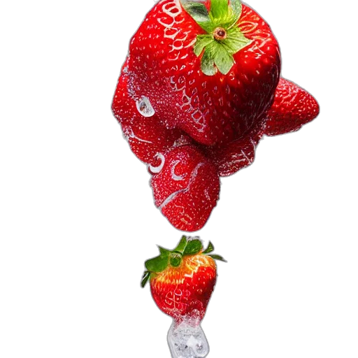 food, umbrella, hat, staff, photorealistic, 3d render, many, strawberries transparent PNG cut-out