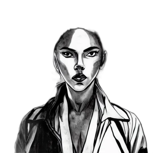 jacket, face, staff, mask, comic book art, concept art, cyberpunk, fantasy art transparent PNG cut-out
