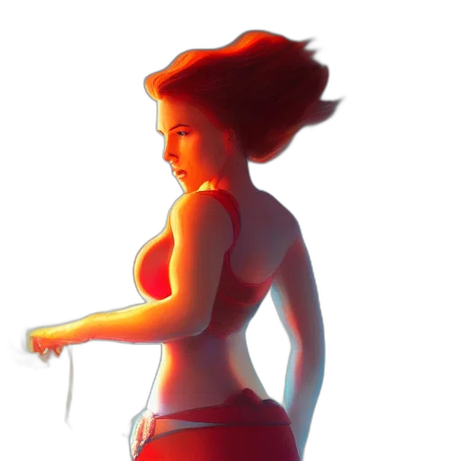 dress, staff, concept art, pixel art, comic book art, cyberpunk, neon lights, fire transparent PNG cut-out