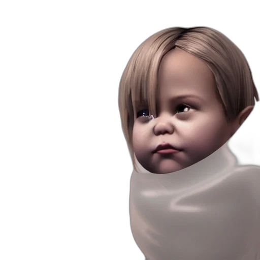 face, creature, mask, 3d render, photorealistic, concept art, toddler, wrapped transparent PNG cut-out