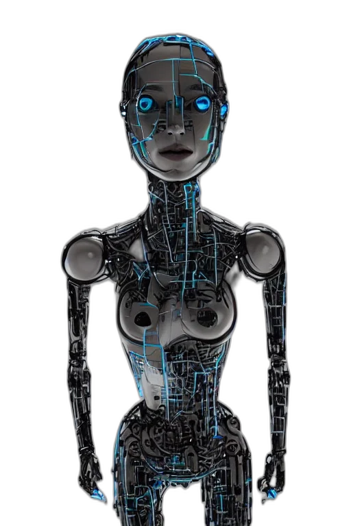 robot, cyberpunk, concept art, 3d render, comic book art, human, face, female transparent PNG cut-out