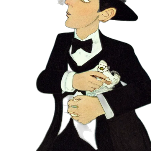 hat, staff, cartoon, concept art, portrait, singular, aristocratic, wolf transparent PNG cut-out