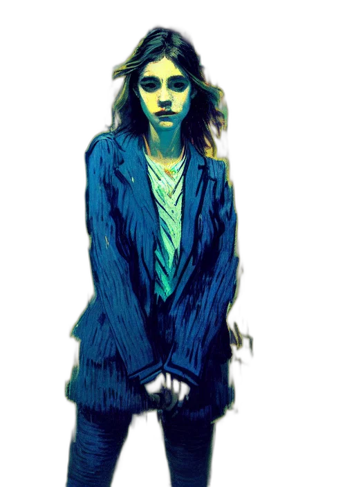 jacket, dress, face, creature transparent PNG cut-out
