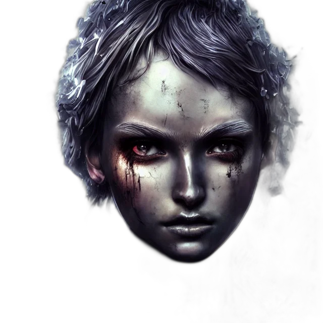 face, mask, creature, robot, photorealistic, fantasy art, concept art, comic book art transparent PNG cut-out