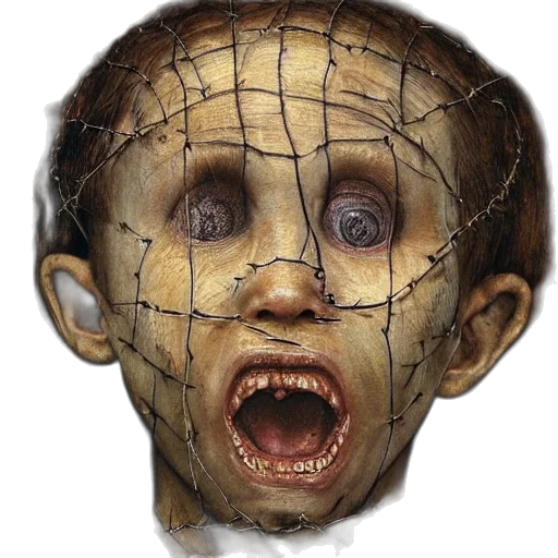 mask, face, creature, animal, photorealistic, 3d render, concept art, boy transparent PNG cut-out