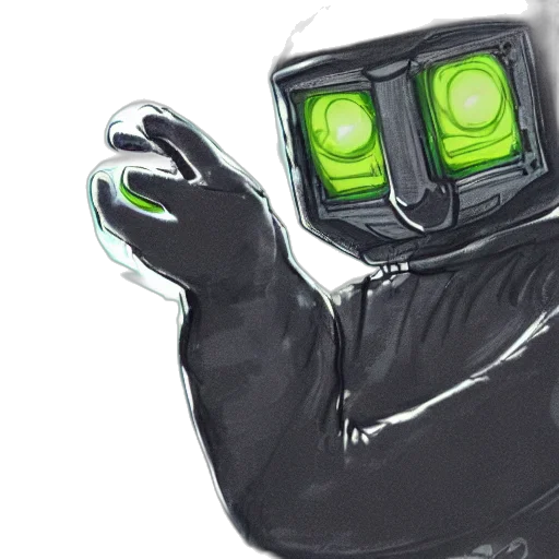 robot, mask, jacket, creature, concept art, cyberpunk, watercolor, comic book art transparent PNG cut-out