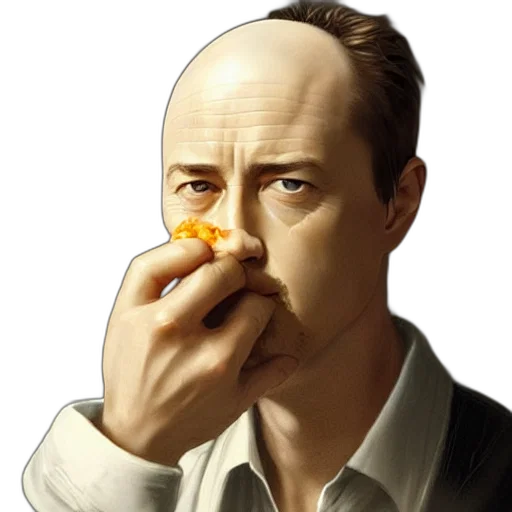 food, face, mask, photorealistic, concept art, oil painting, pixel art, boiled transparent PNG cut-out