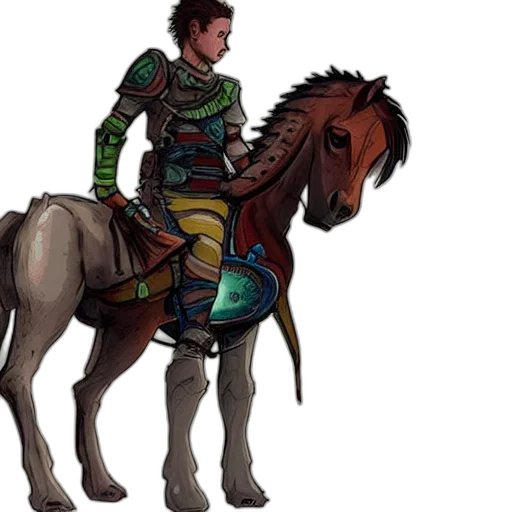 dragon, sword, concept art, fantasy art, pixel art, green, link, horse transparent PNG cut-out