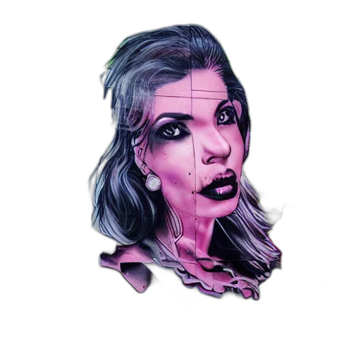 face, mask, jewelry, comic book art, cyberpunk, concept art, fantasy art, neon lights transparent PNG cut-out