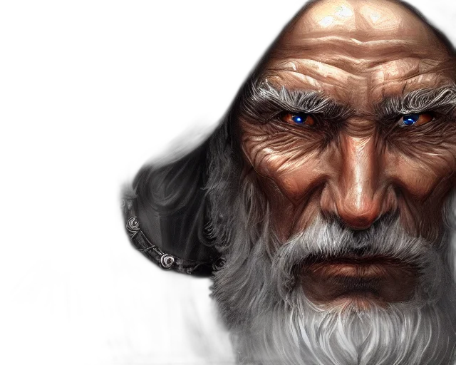 face, fantasy art, photorealistic, concept art, 3d render, old, man, rings transparent PNG cut-out