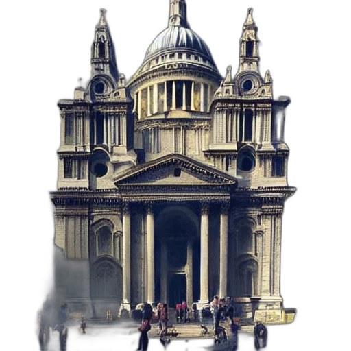 building, crown, concept art, 3d render, watercolor, photorealistic, city street, fog transparent PNG cut-out