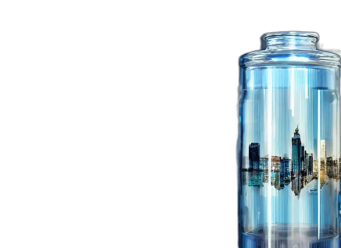 bottle, 3d render, photorealistic, blue transparent PNG cut-out