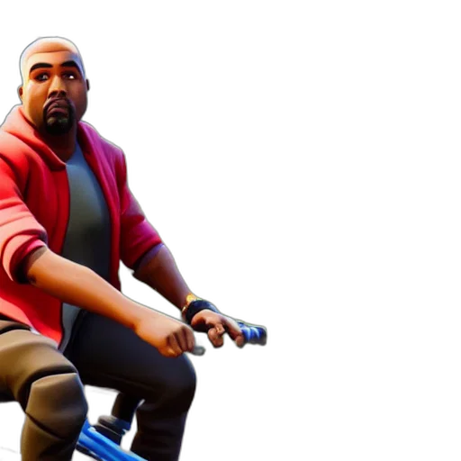 jacket, weapon, concept art, 3d render, photorealistic, kanye, fortnite, riding transparent PNG cut-out