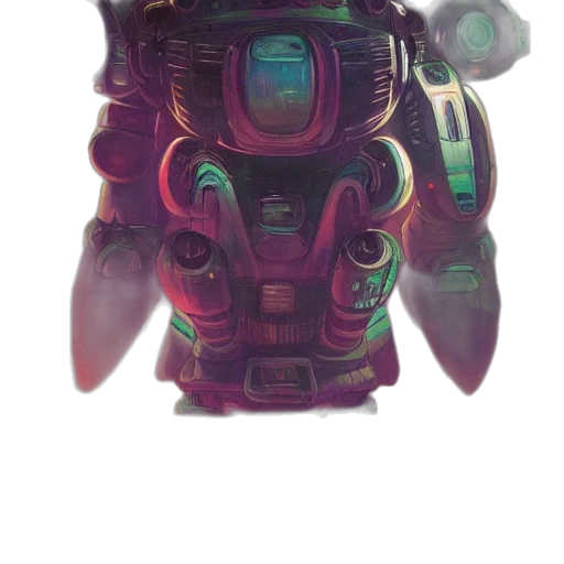 robot, mask, weapon, creature, concept art, cyberpunk, 3d render, fantasy art transparent PNG cut-out
