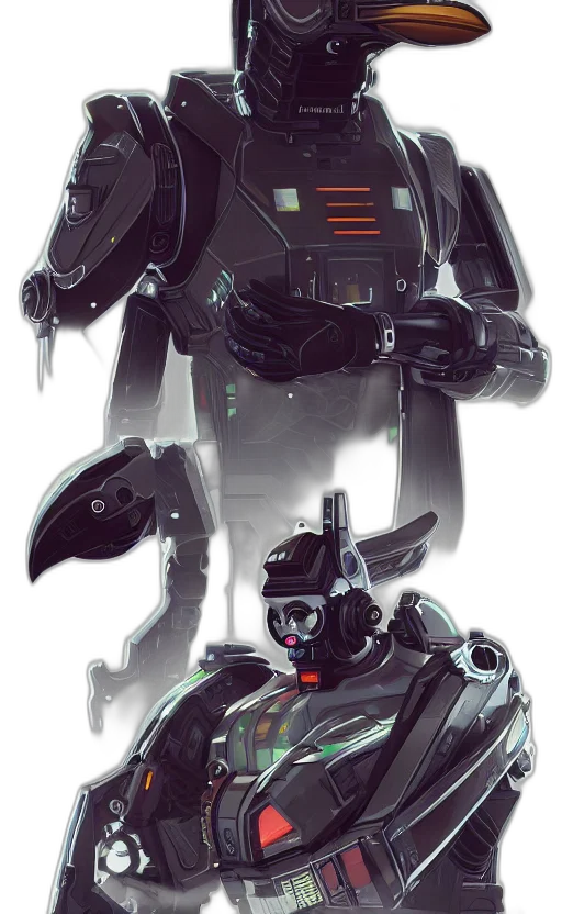 robot, weapon, concept art, cyberpunk, comic book art, pixel art, outer space, dark transparent PNG cut-out