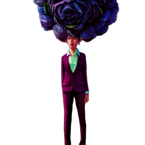 jacket, crown, umbrella, flower, concept art, vaporwave, cartoon, pixel art transparent PNG cut-out