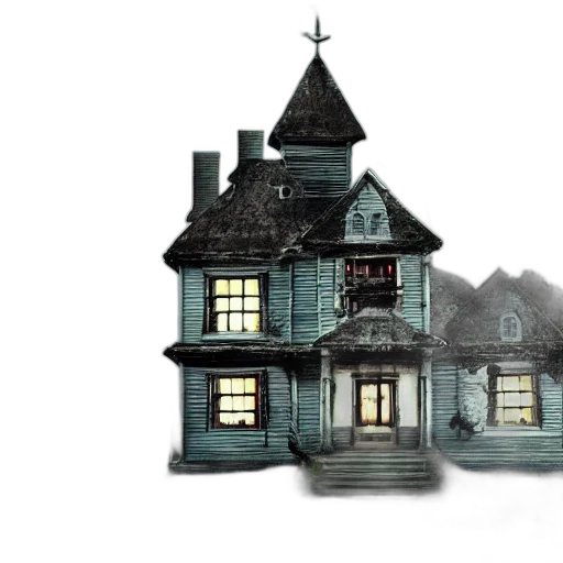 building, 3d render, concept art, photorealistic, fantasy art, city street, haunted, house transparent PNG cut-out