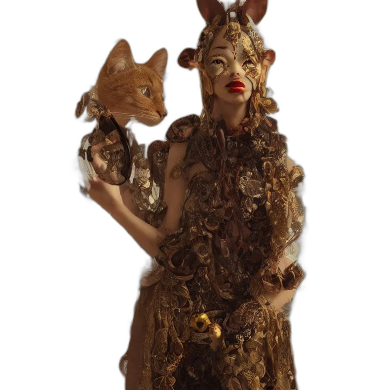 creature, mask, animal, dress, concept art, 3d render, fantasy art, forest transparent PNG cut-out