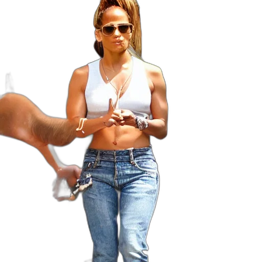 3d render, photorealistic, jennifer, lopez, eating, banana transparent PNG cut-out