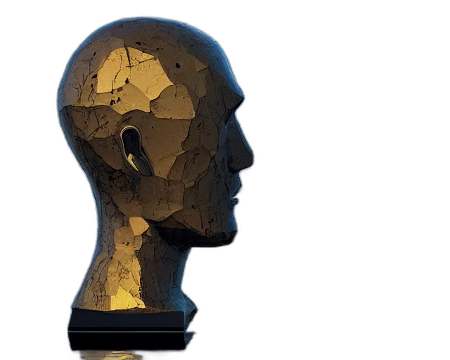 mask, crown, face, 3d render, giant, sculpture, abstractly, shaped transparent PNG cut-out