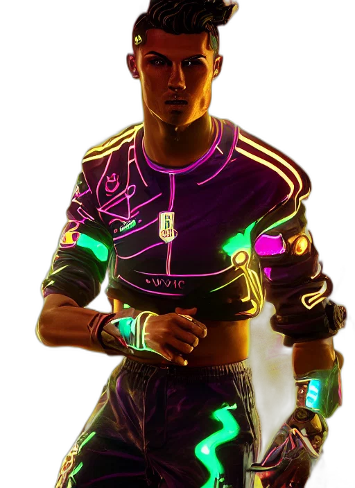 jacket, robot, staff, cyberpunk transparent PNG cut-out